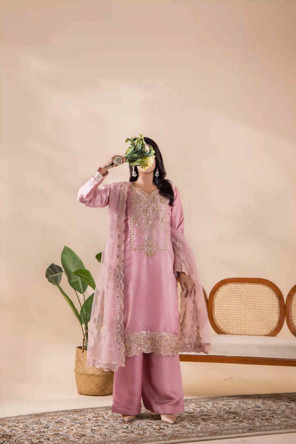 3PC Stitched Suit - ZR130PINK