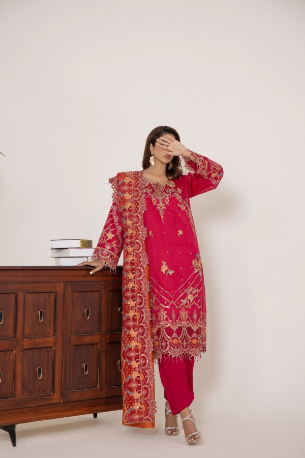 3PC Stitched Suit - ZR99PINK