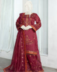 Marjaan Maroon - 3pc Ready to wear